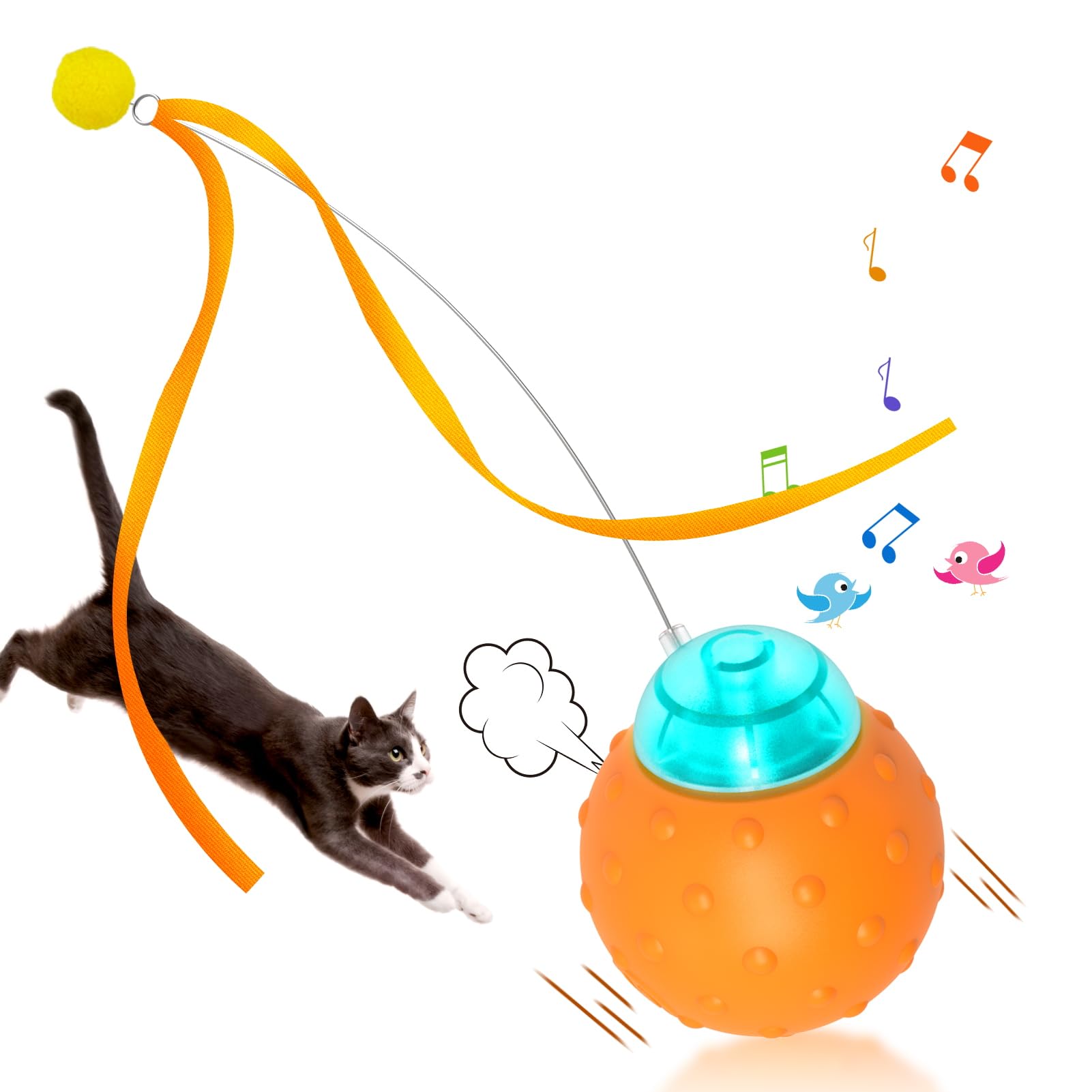 Muhhiba AutoPlay Cat Ball Plus Flying Ribbons
