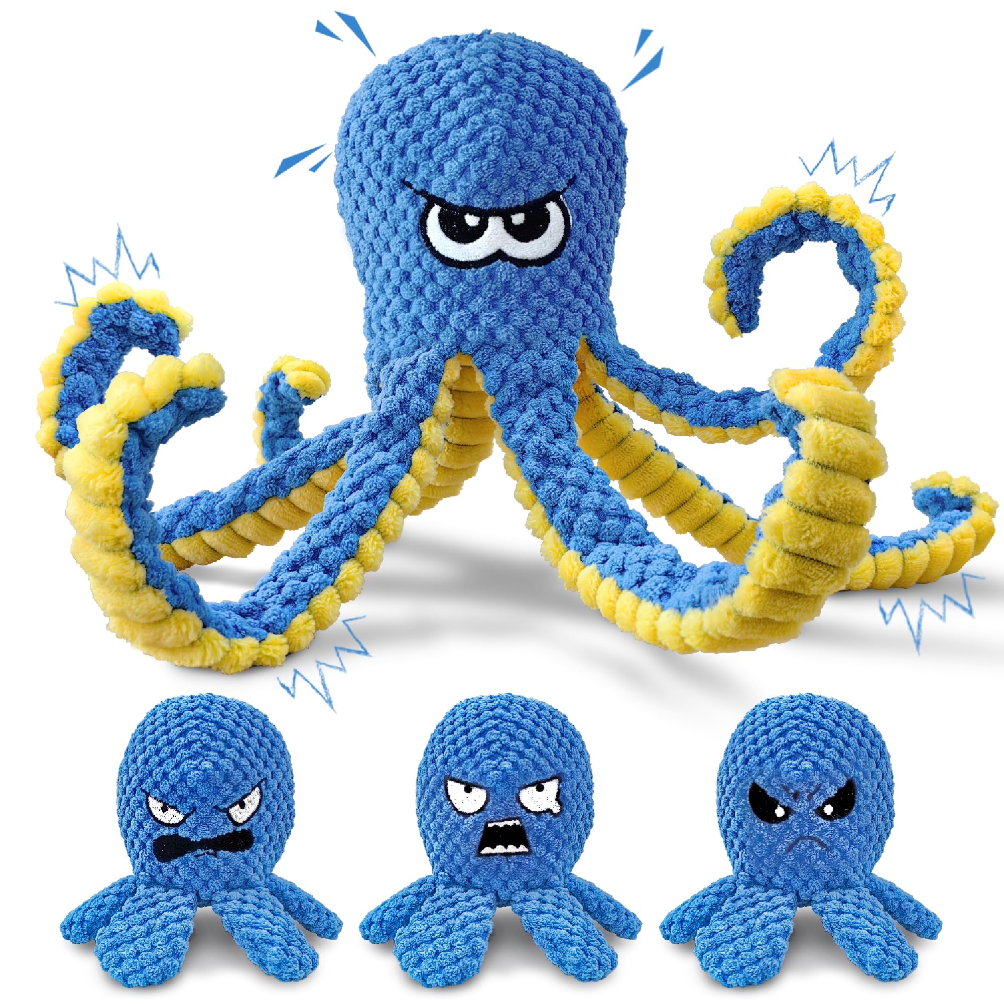 Hide & Seek Squeaky Octopus 4-Pack Dog Toys