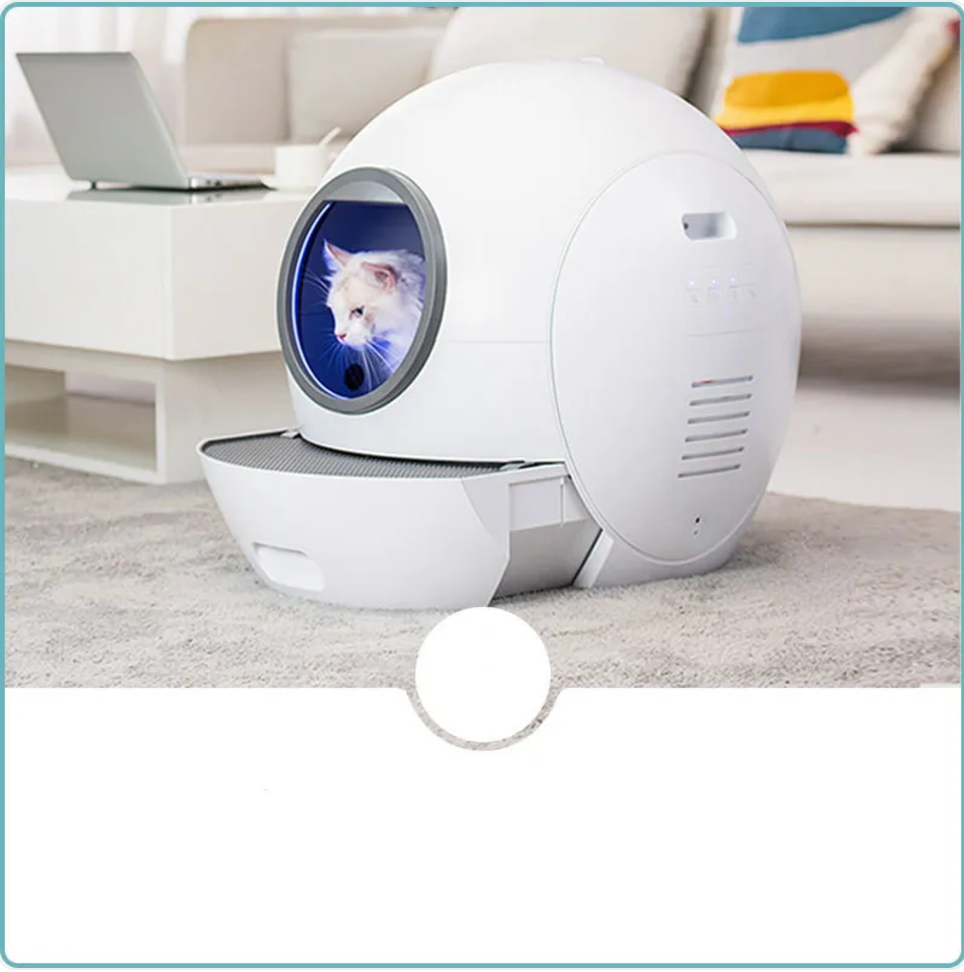 Large Smart Enclosed Cat Litter Box with Scoop - Gray