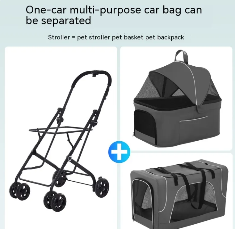 Lightweight Folding Pet Stroller for Small Dogs & Cats