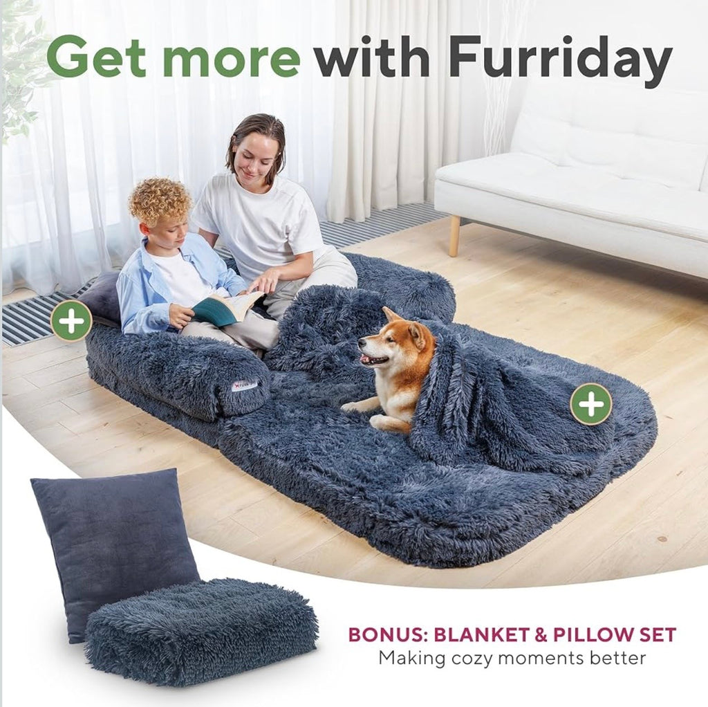 LuxFur Orthopedic Human Dog Sofa - Extra Large Washable Bed