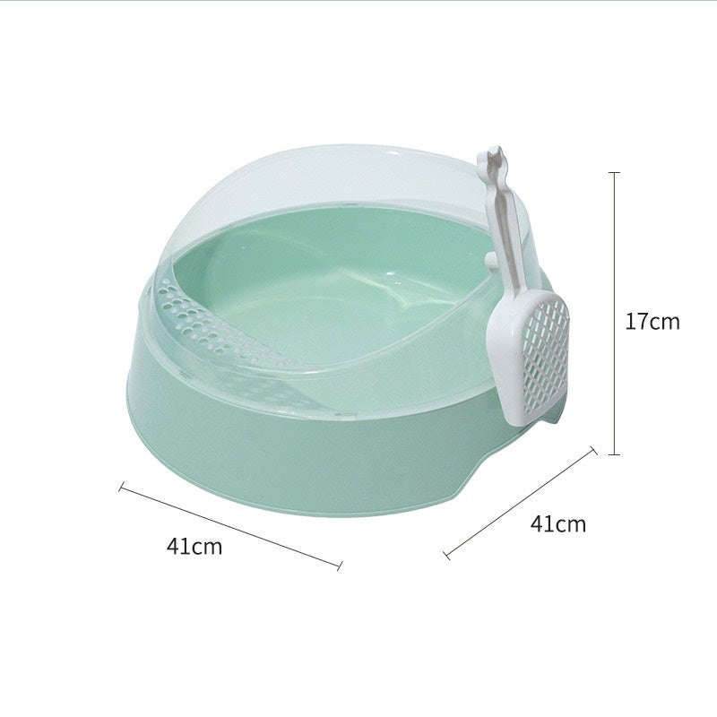 Large Seni-Enclosed Cat Litter Box with Scoop & Odor Control