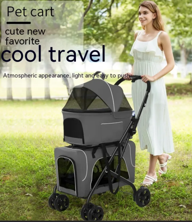 Lightweight Folding Pet Stroller for Small Dogs & Cats