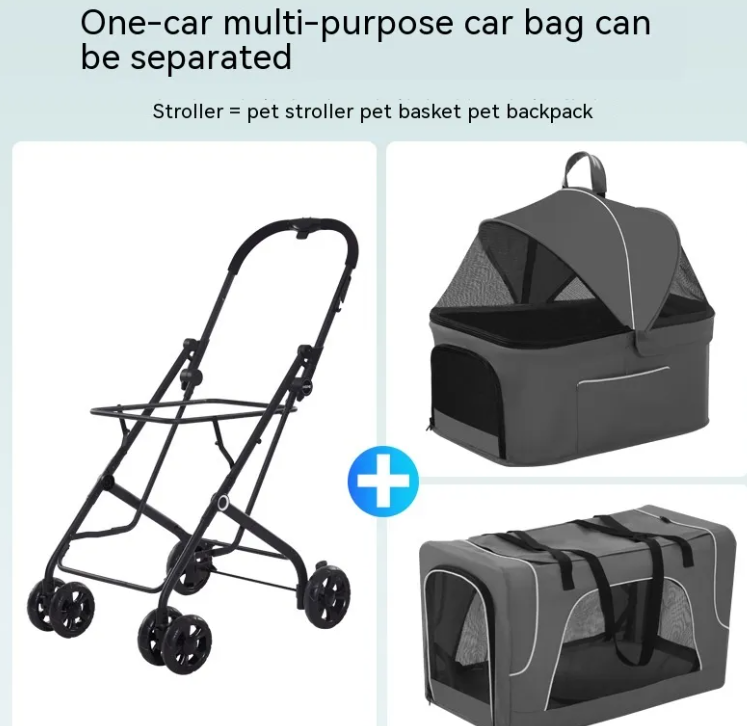 Lightweight Folding Pet Stroller for Small Dogs & Cats